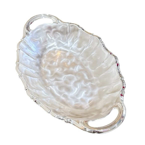 New Vtg 70’s Caravelle silverplate ruffle oval Serving Tray handles Germany - Picture 4 of 9